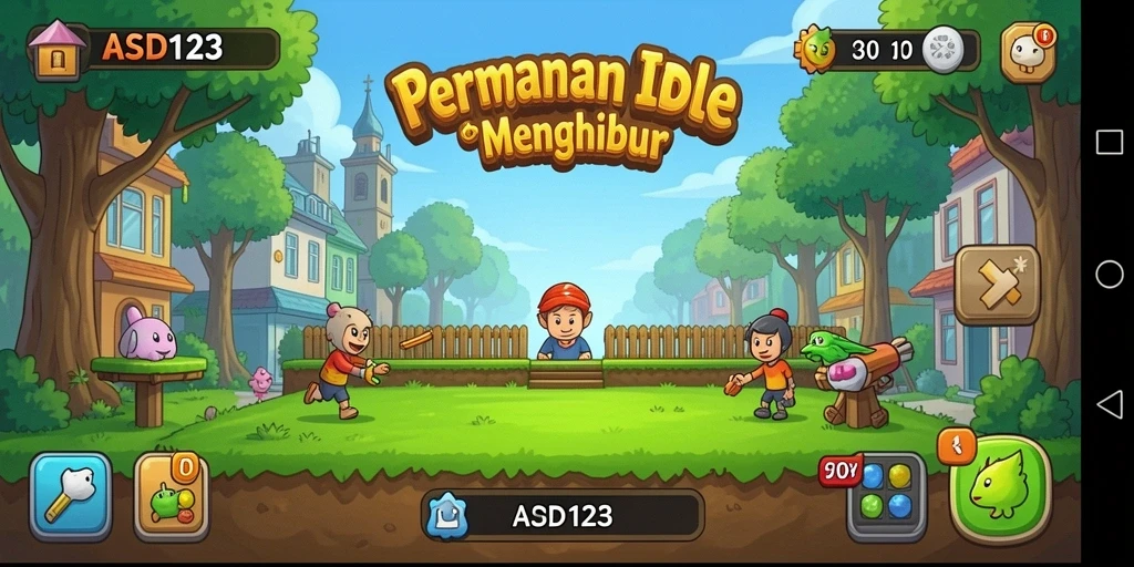 Screenshot gameplay dari ASD123 menunjukkan keasyikan bermain Idle.