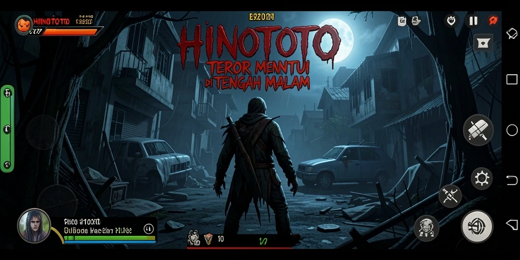 Screenshot gameplay HINOTOTO menampilkan momen-momen menyeramkan dan mendebarkan.