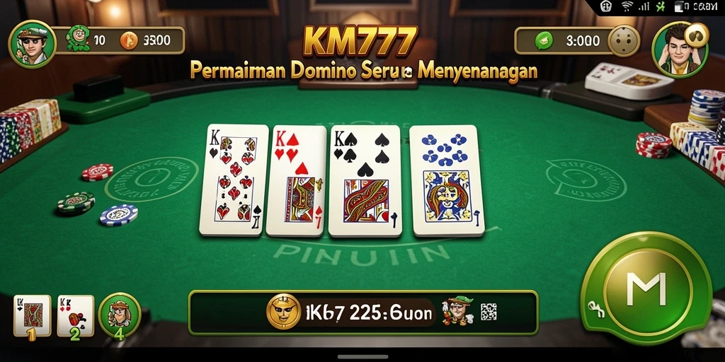 Tampilan gameplay KM777 dengan domino yang menantang.