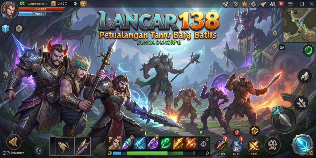 Screenshot gameplay LANCAR138 yang menunjukkan pertempuran epik di dunia MMORPG.