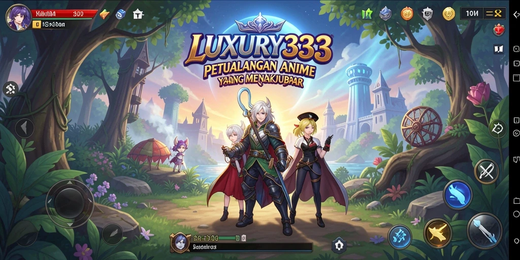 Screenshot utama LUXURY333 menampilkan karakter Anime dalam pertempuran epik.