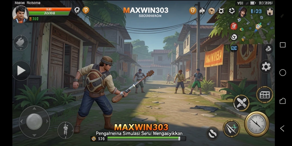 Screenshot gameplay seru dari MAXWIN303 yang menunjukkan simulasi interaksi karakter.