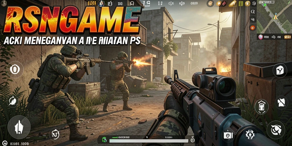 Tampilan gameplay RSNGAME dengan aksi tembak-menembak intens.