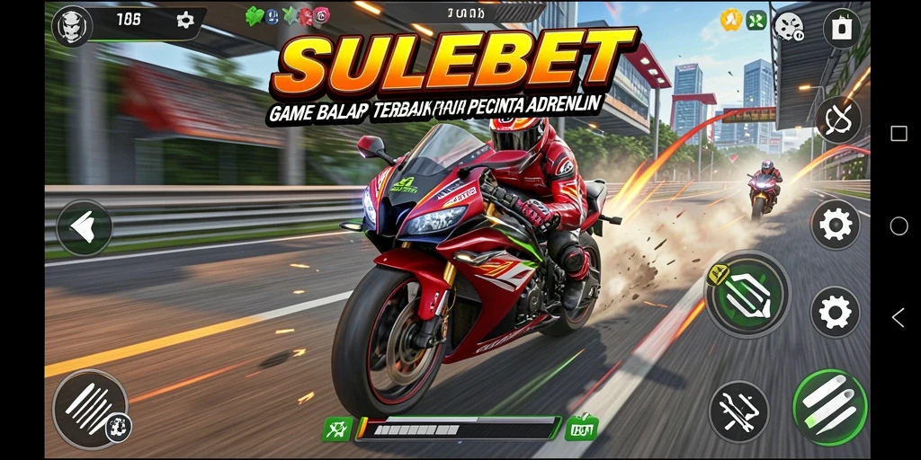 Tampilan gameplay SULEBET saat balapan motor yang mendebarkan.