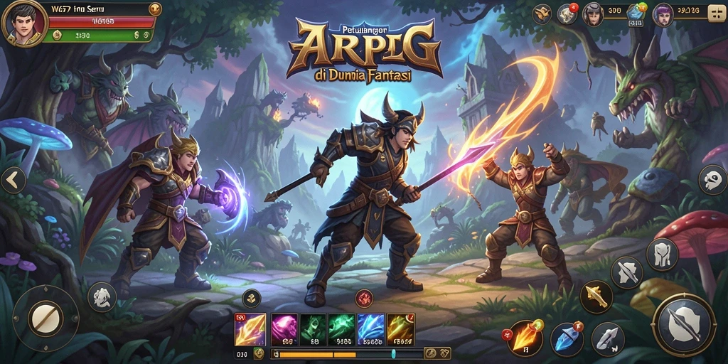 Screenshot menampilkan aksi seru dalam game ARPG W67.